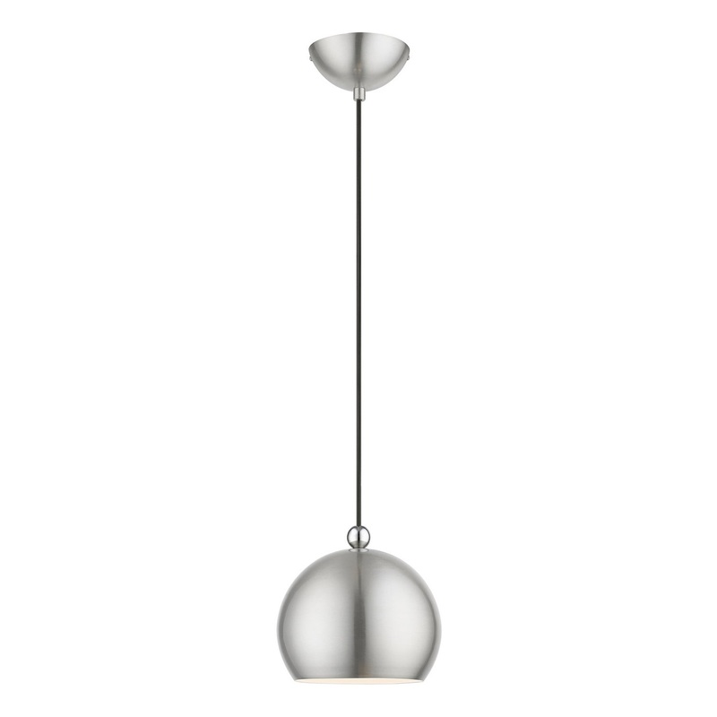 Stockton One Light Mini Pendant in Brushed Nickel with Polished Chrome