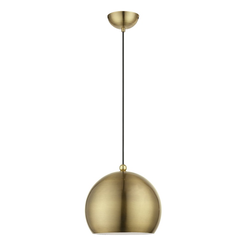 Stockton One Light Pendant in Antique Brass with Polished Brass