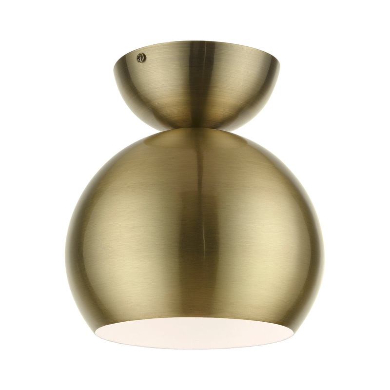 Stockton One Light Semi-Flush Mount in Antique Brass