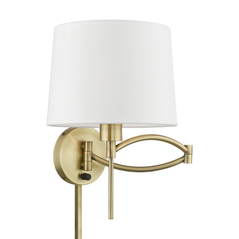 Swing Arm Wall Lamps One Light Swing Arm Wall Lamp in Antique Brass