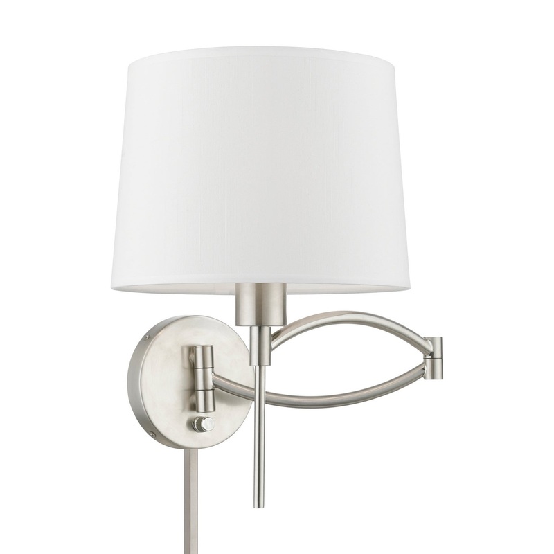 Swing Arm Wall Lamps One Light Swing Arm Wall Lamp in Brushed Nickel