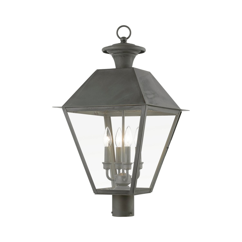 Wentworth Four Light Outdoor Post Top Lantern in Charcoal