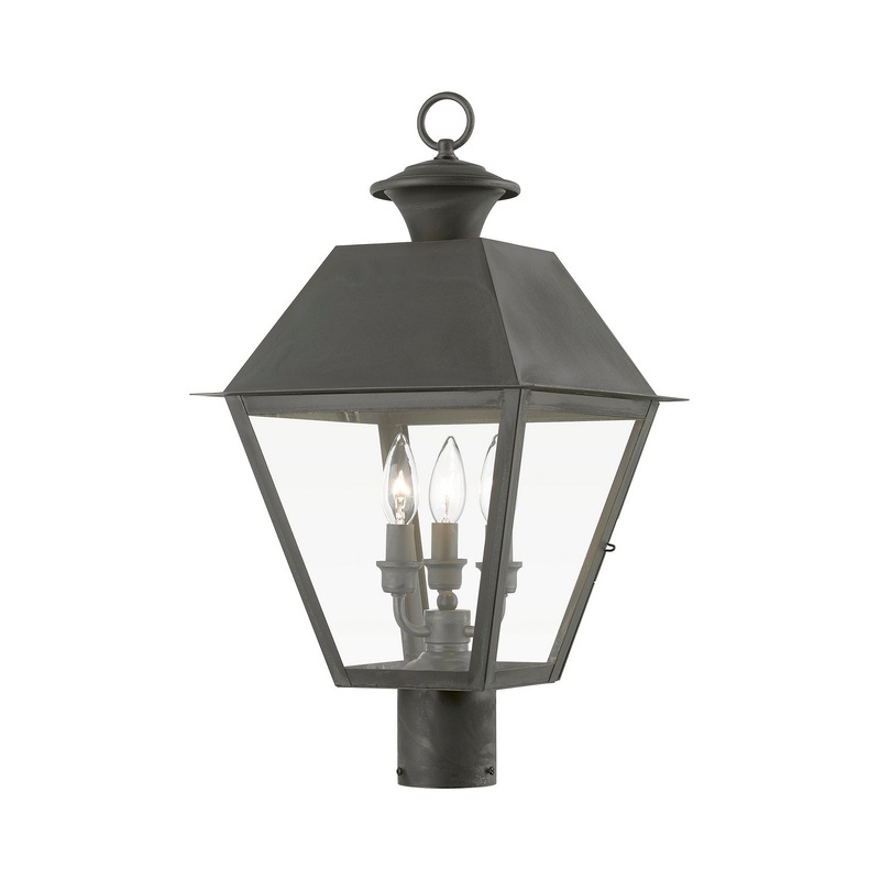 Wentworth Three Light Outdoor Post Top Lantern in Charcoal