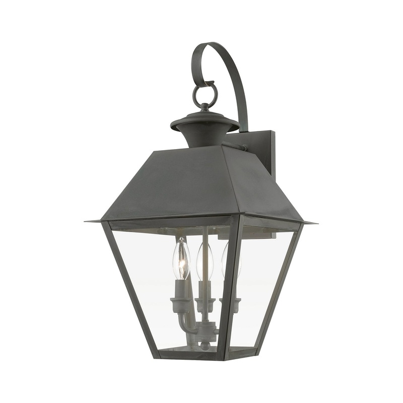 Wentworth Three Light Outdoor Wall Lantern in Charcoal