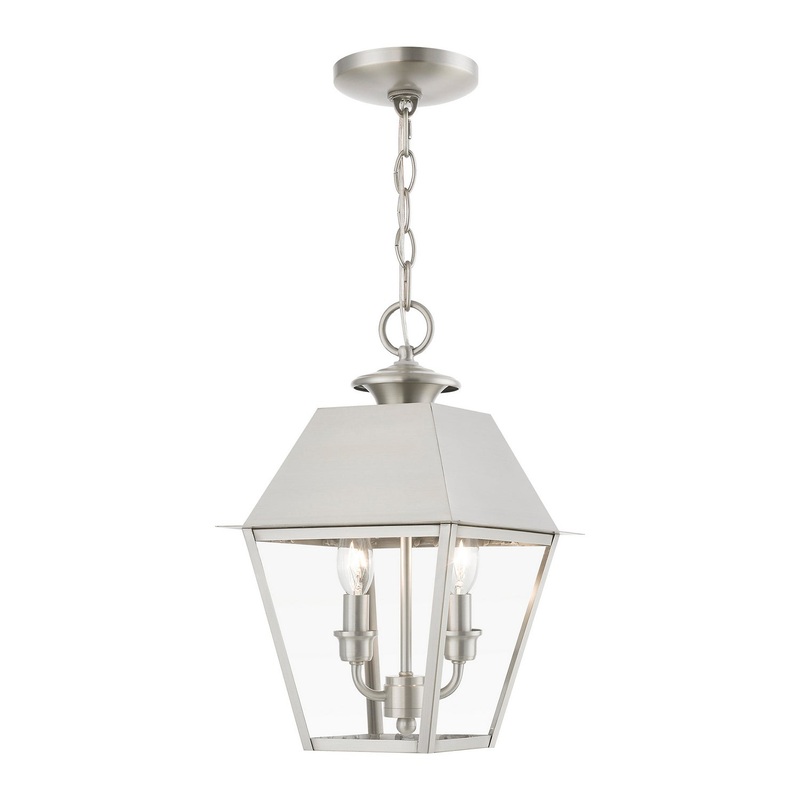 Wentworth Two Light Outdoor Pendant in Brushed Nickel