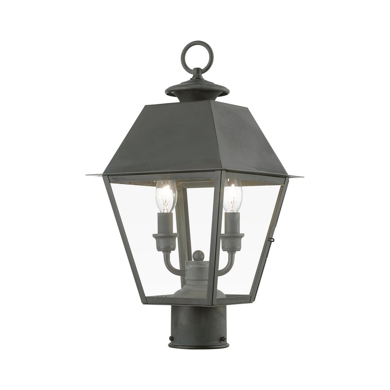 Wentworth Two Light Outdoor Post Top Lantern in Charcoal