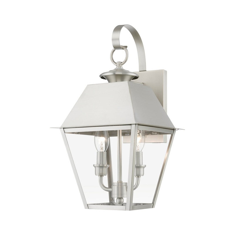 Wentworth Two Light Outdoor Wall Lantern in Brushed Nickel