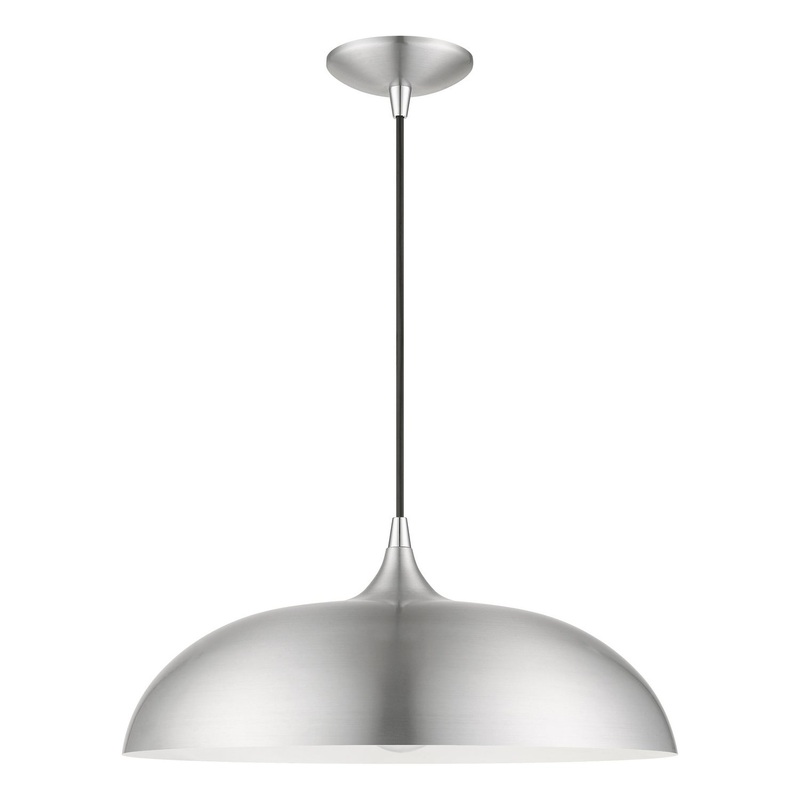 Amador One Light Pendant in Brushed Aluminum with Polished Chrome
