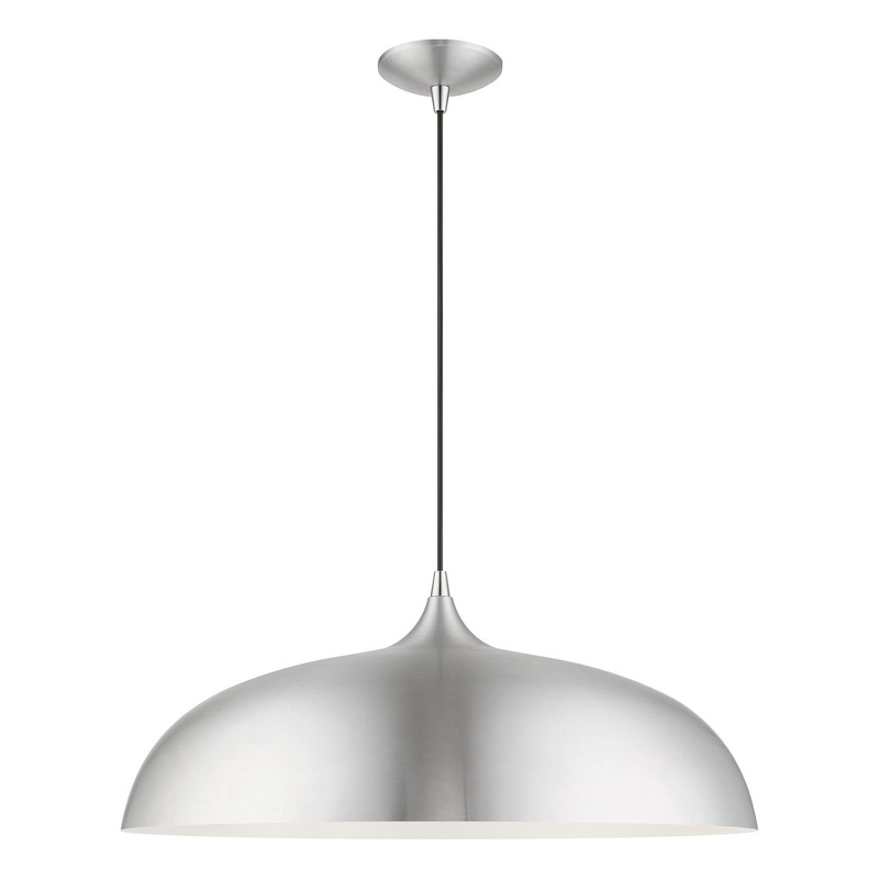 Amador Three Light Pendant in Brushed Aluminum with Polished Chrome