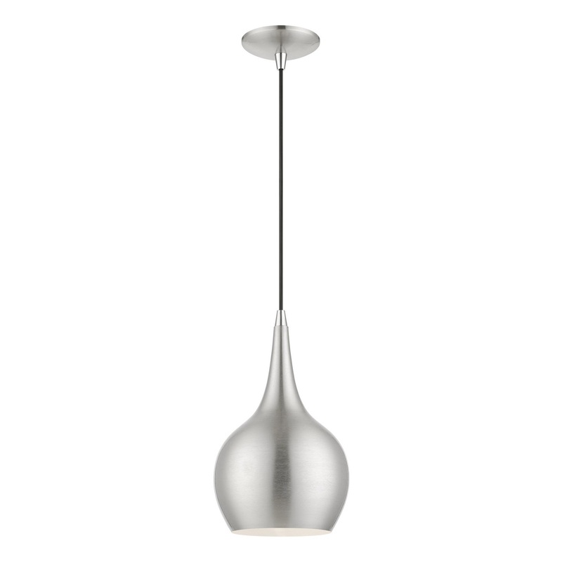 Andes One Light Mini Pendant in Brushed Nickel with Polished Chrome