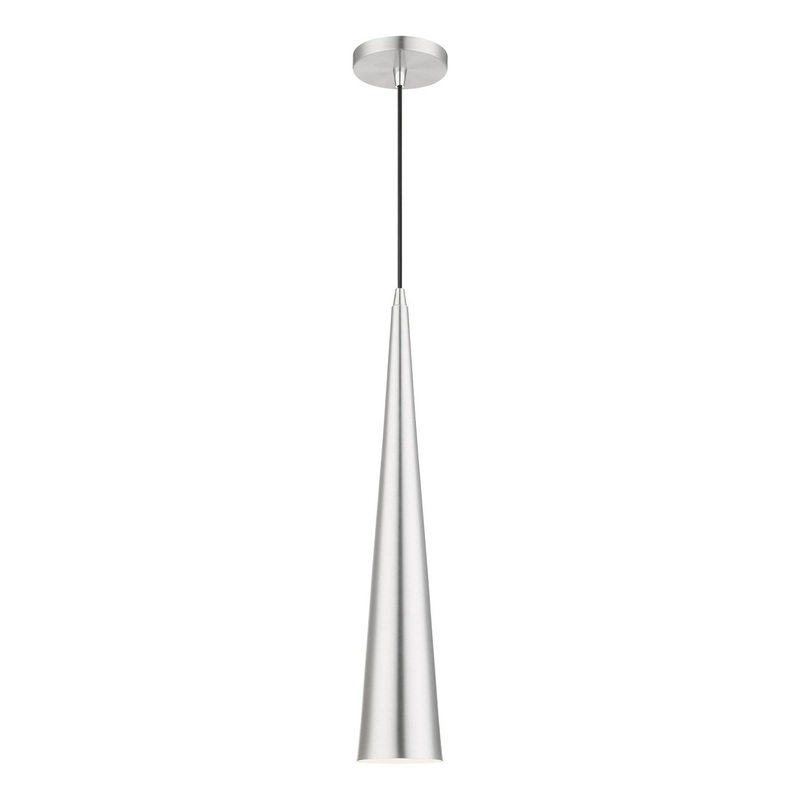 Andes One Light Pendant in Brushed Aluminum with Polished Chrome