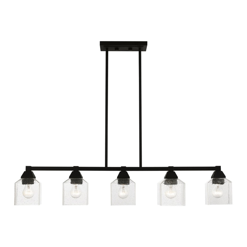 Aragon Five Light Linear Chandelier in Black