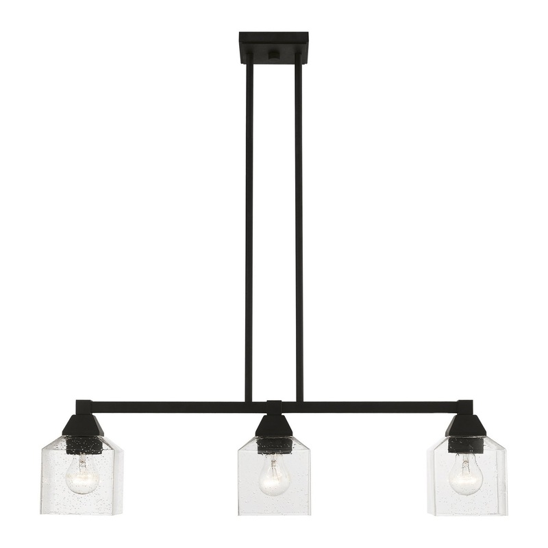 Aragon Three Light Linear Chandelier in Black
