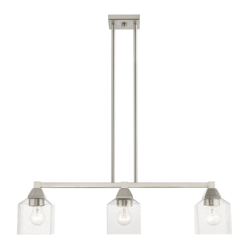 Aragon Three Light Linear Chandelier in Brushed Nickel