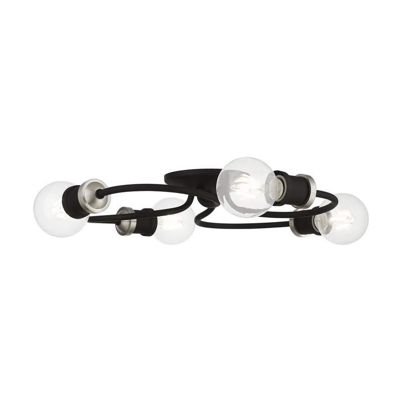 Bromley Four Light Flush Mount in Black with Brushed Nickel