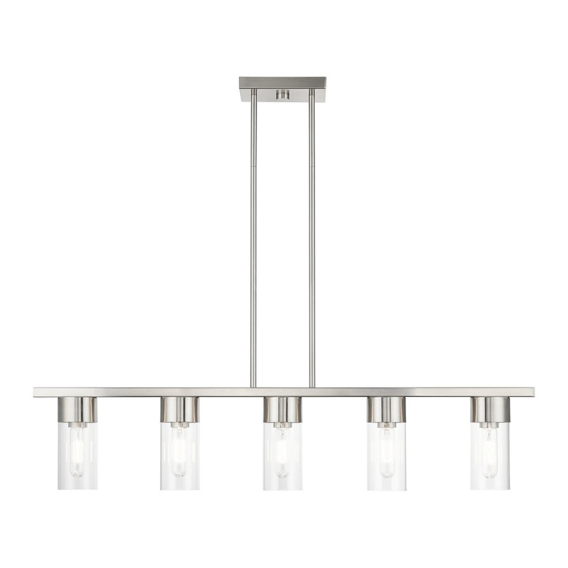 Carson Five Light Linear Chandelier in Brushed Nickel