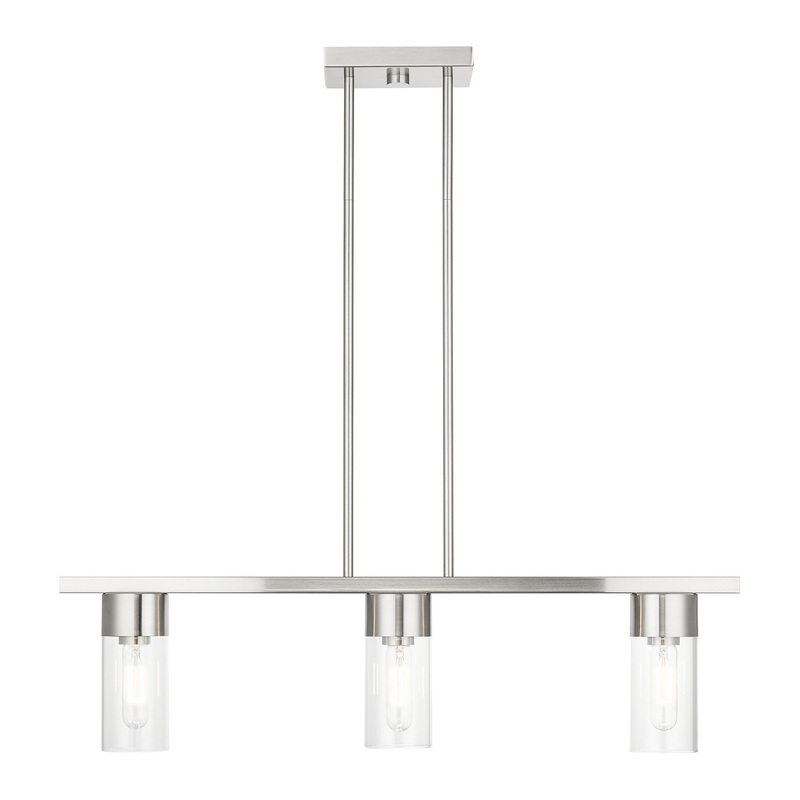 Carson Three Light Linear Chandelier in Brushed Nickel