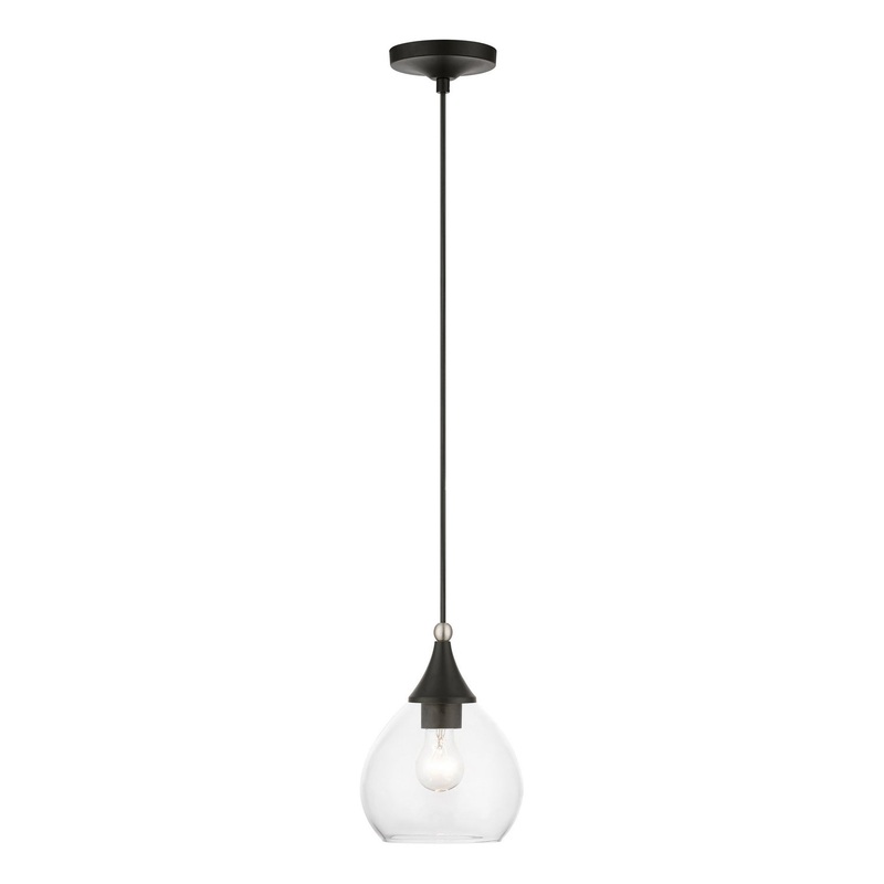 Catania One Light Mini Pendant in Black with Brushed Nickel