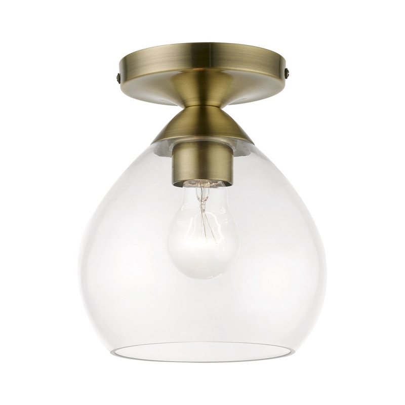 Catania One Light Semi-Flush Mount in Antique Brass
