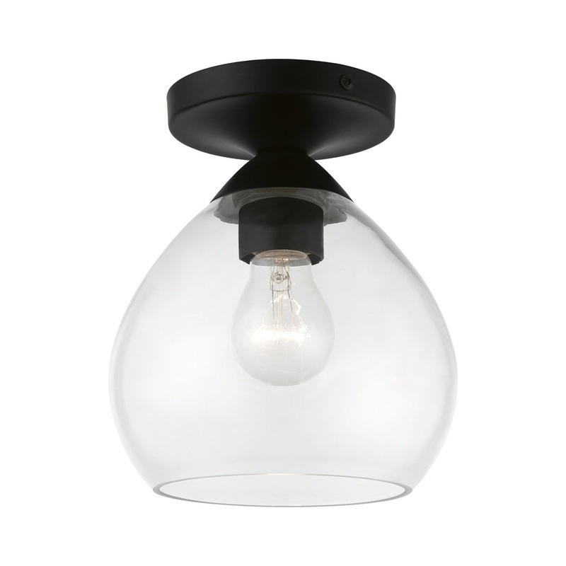 Catania One Light Semi-Flush Mount in Black