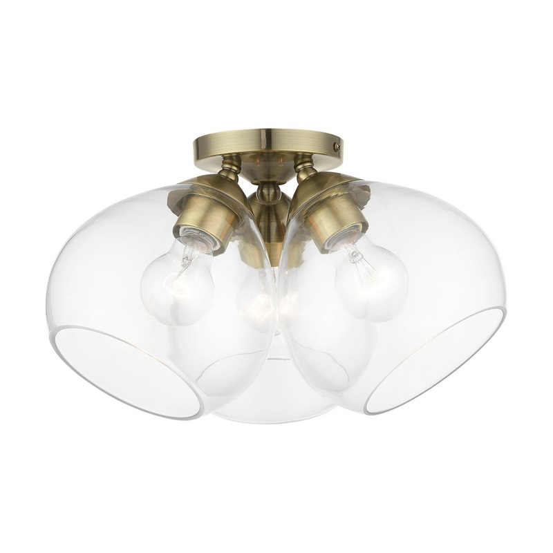 Catania Three Light Semi-Flush Mount in Antique Brass