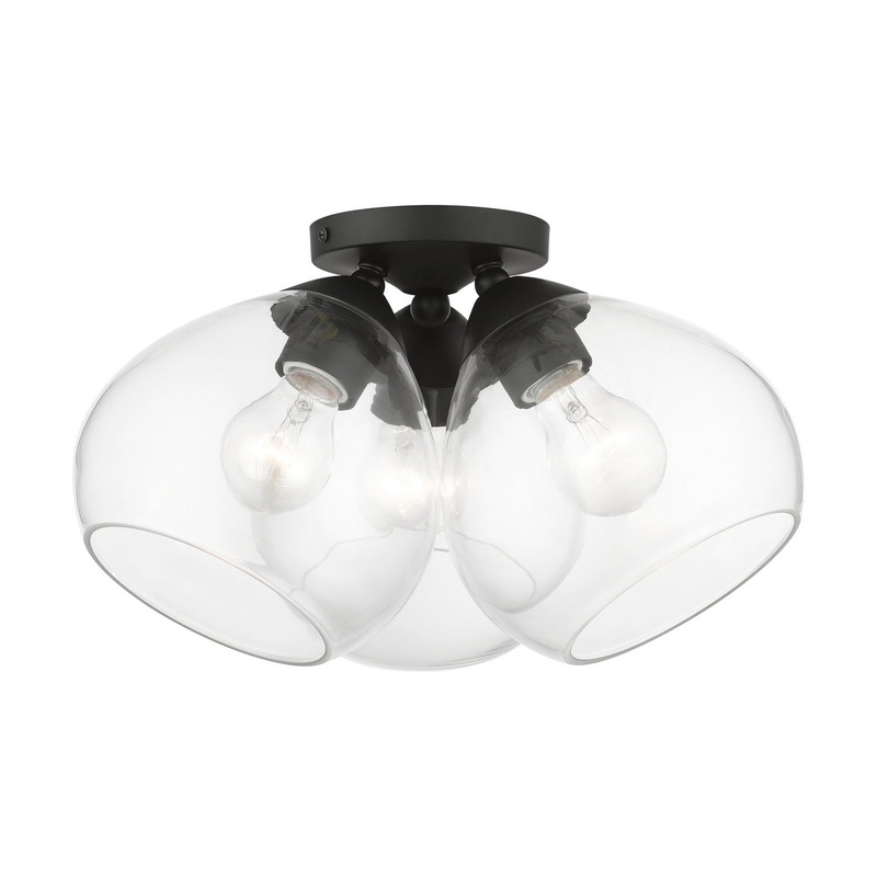 Catania Three Light Semi-Flush Mount in Black