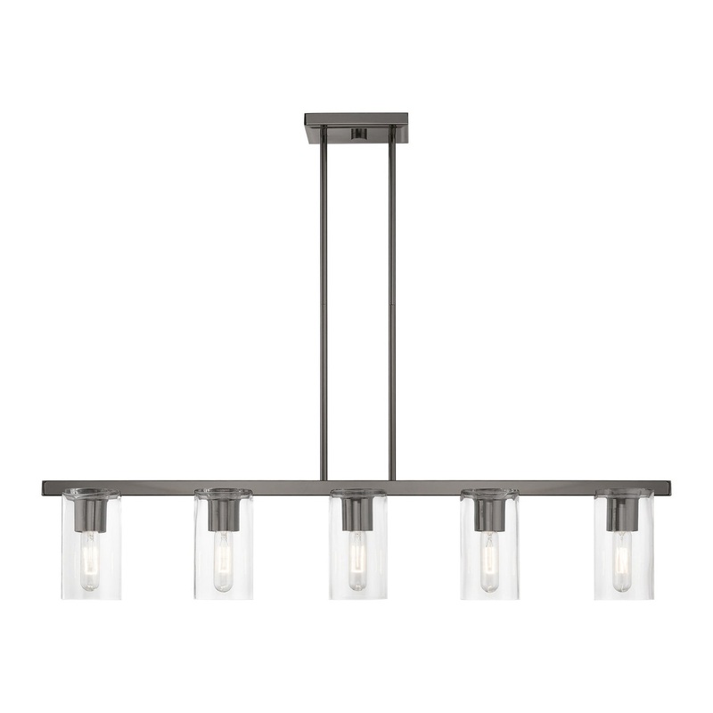 Clarion Five Light Linear Chandelier in Black Chrome