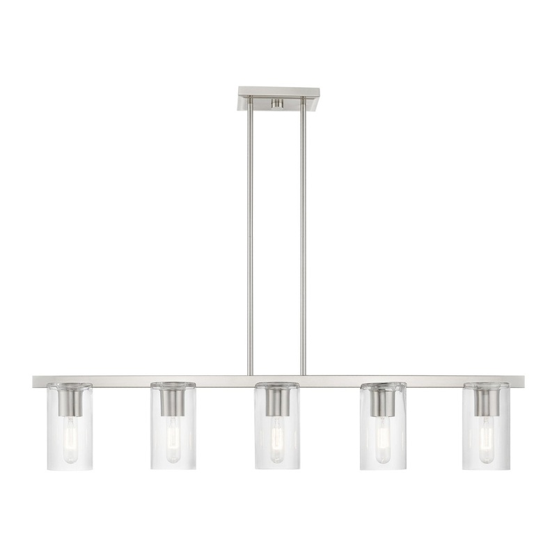 Clarion Five Light Linear Chandelier in Brushed Nickel