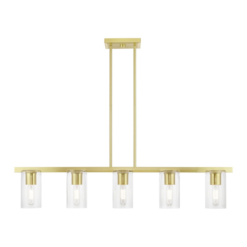 Clarion Five Light Linear Chandelier in Satin Brass