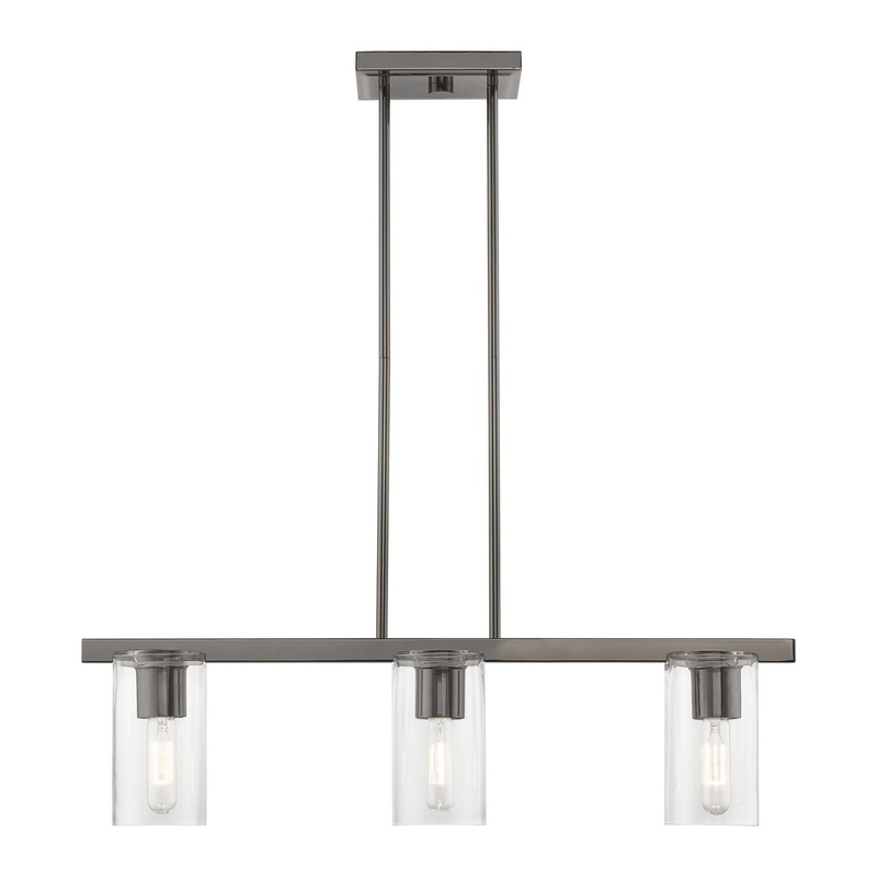 Clarion Three Light Linear Chandelier in Black Chrome