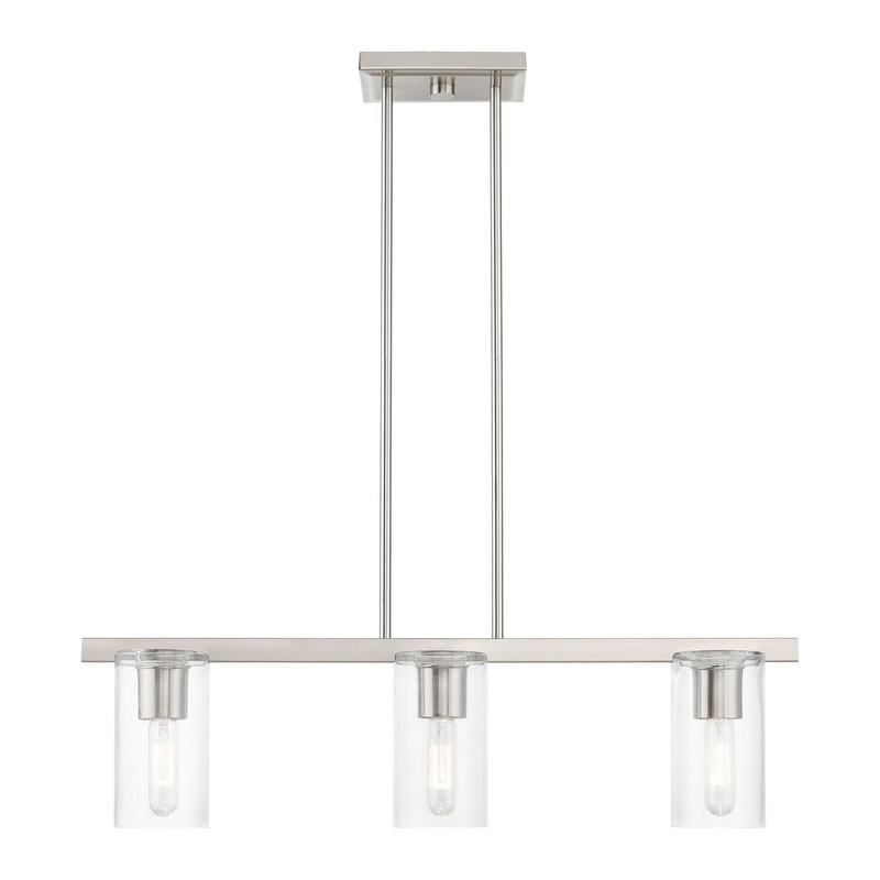 Clarion Three Light Linear Chandelier in Brushed Nickel