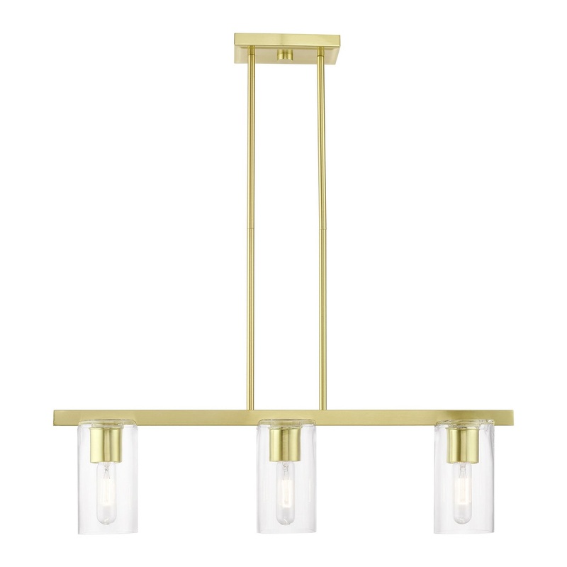Clarion Three Light Linear Chandelier in Satin Brass