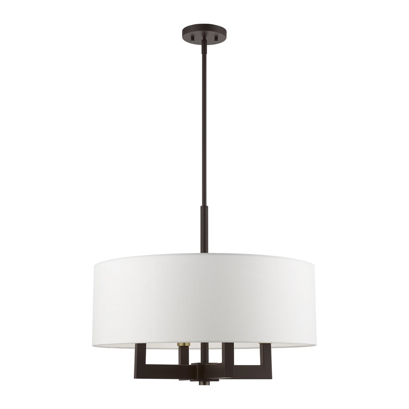 Cresthaven Four Light Pendant Chandelier in Bronze with Antique Brass