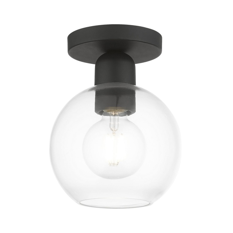 Downtown One Light Semi-Flush Mount in Black