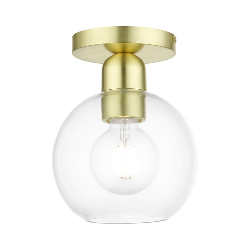 Downtown One Light Semi-Flush Mount in Satin Brass