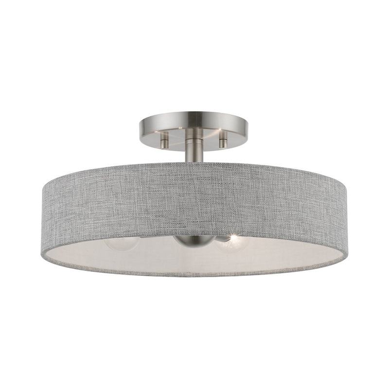 Elmhurst Four Light Semi-Flush Mount in Brushed Nickel with Shiny White