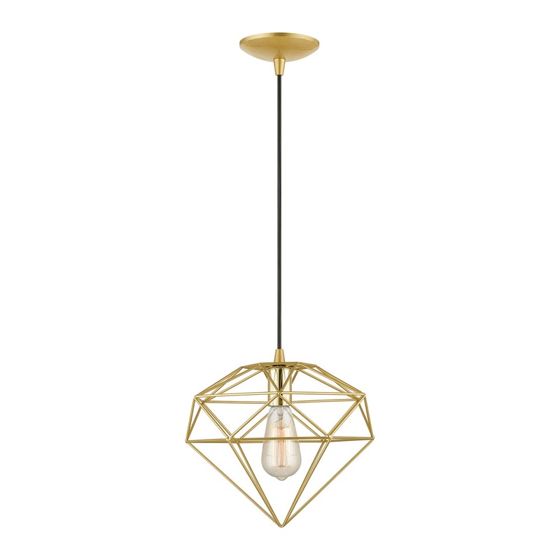 Knox One Light Pendant in Soft Gold with Polished Brass