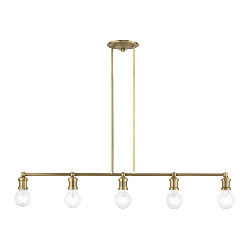 Lansdale Five Light Linear Chandelier in Antique Brass