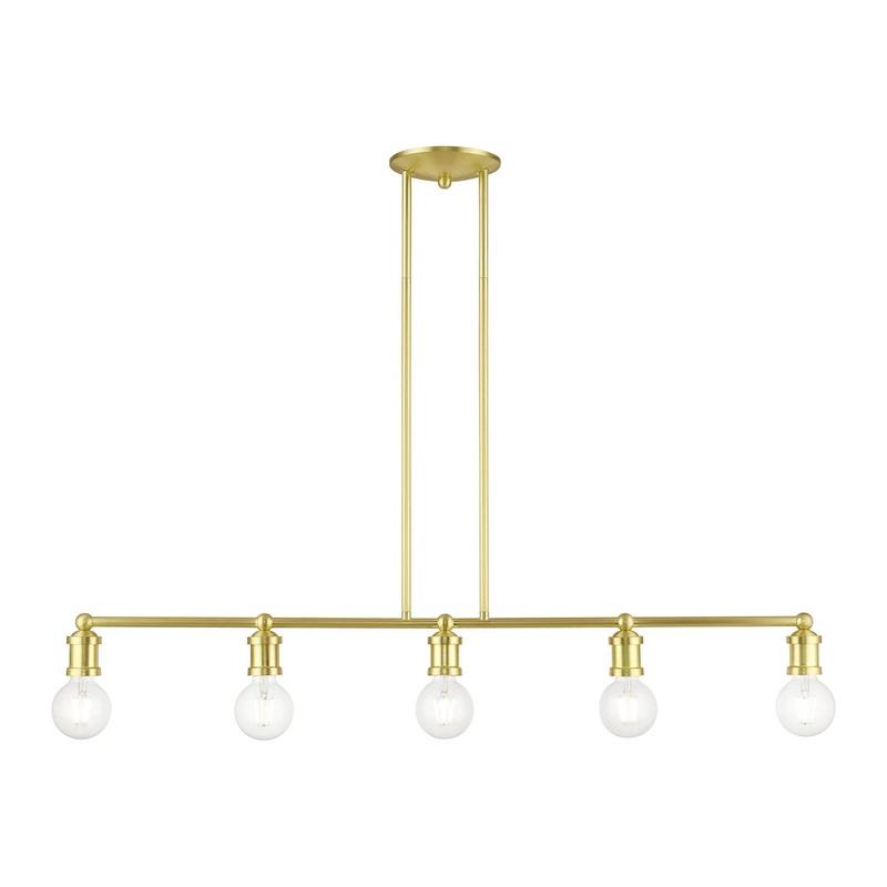 Lansdale Five Light Linear Chandelier in Satin Brass