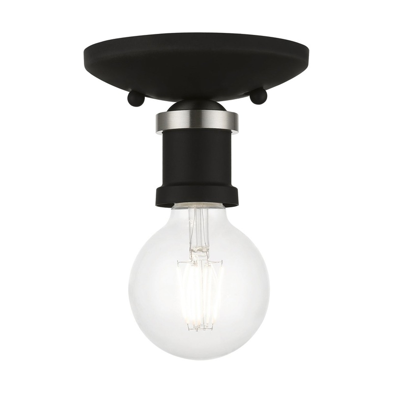 Lansdale One Light Flush Mount in Black with Brushed Nickel
