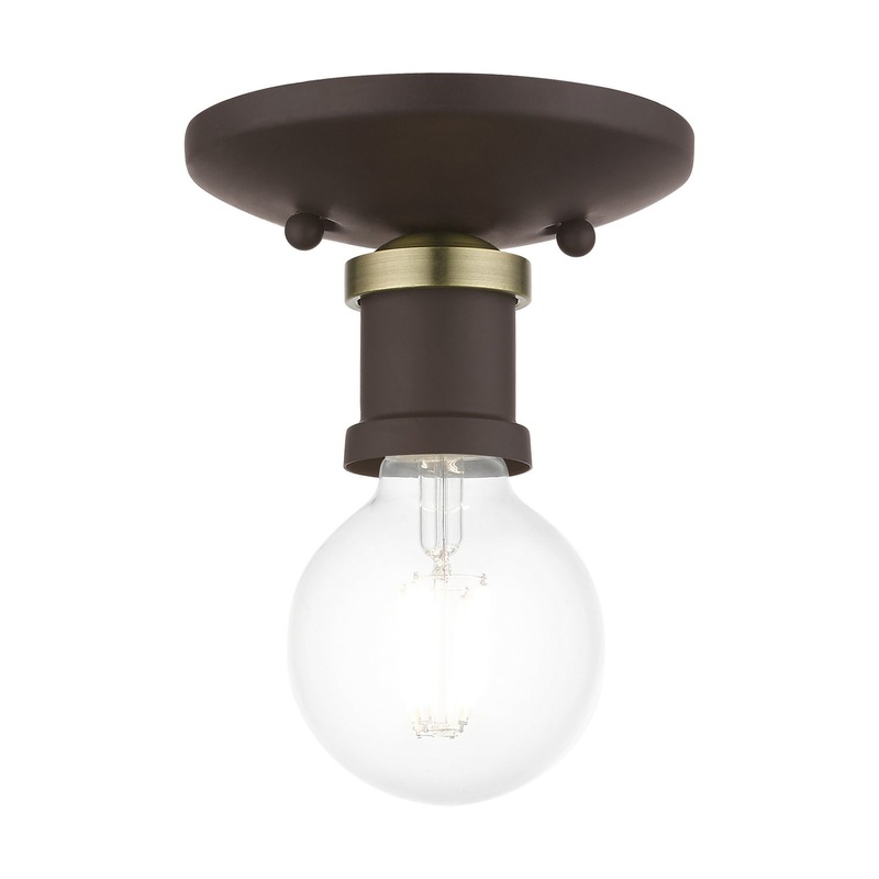 Lansdale One Light Flush Mount in Bronze with Antique Brass