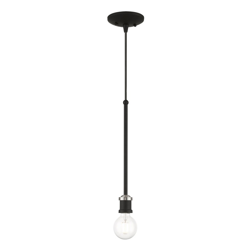 Lansdale One Light Pendant in Black with Brushed Nickel