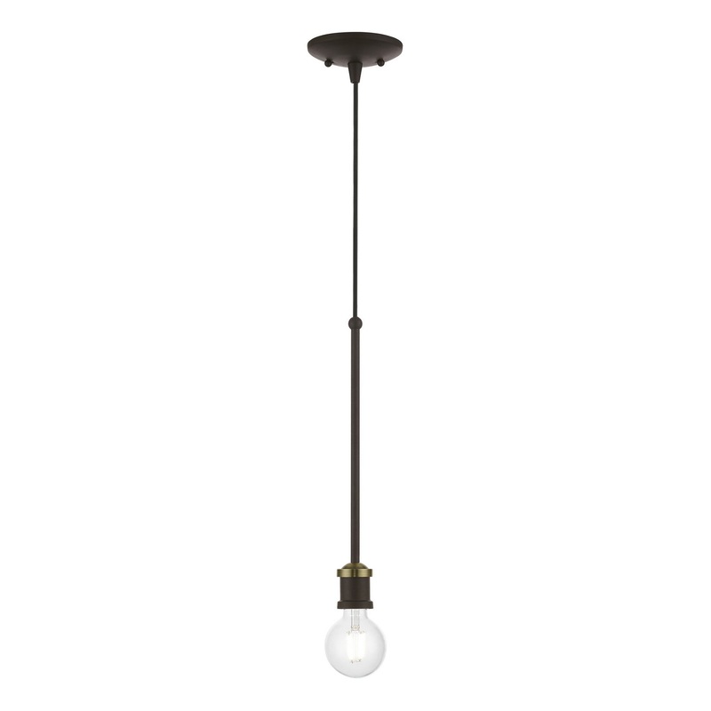 Lansdale One Light Pendant in Bronze with Antique Brass