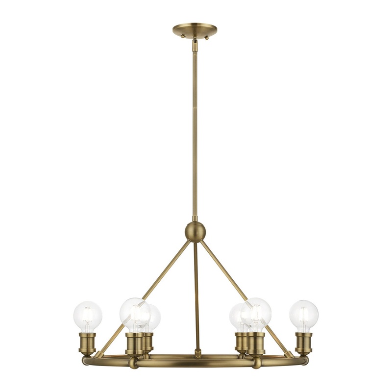 Lansdale Six Light Chandelier in Antique Brass