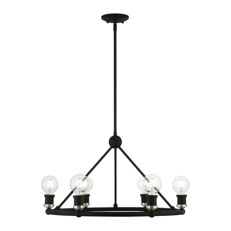 Lansdale Six Light Chandelier in Black with Brushed Nickel