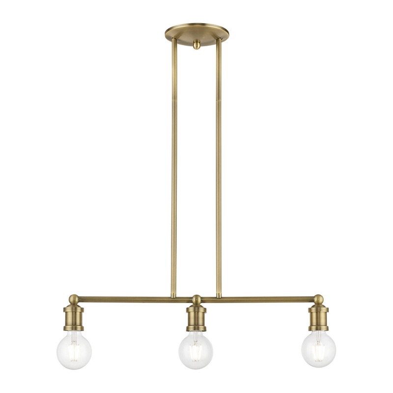 Lansdale Three Light Linear Chandelier in Antique Brass