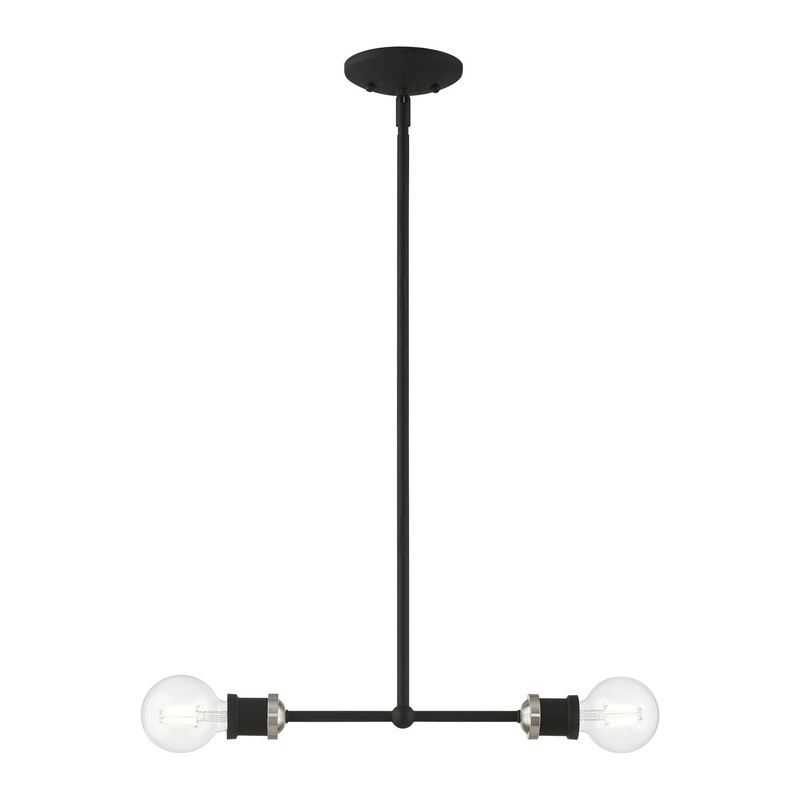 Lansdale Two Light Linear Chandelier in Black with Brushed Nickel