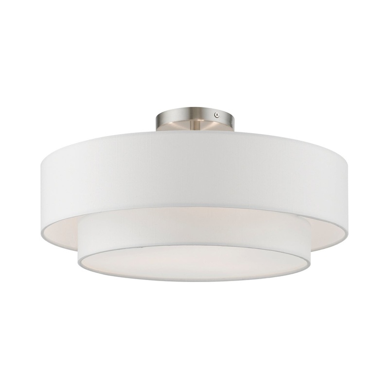 Meridian Three Light Semi-Flush Mount in Brushed Nickel