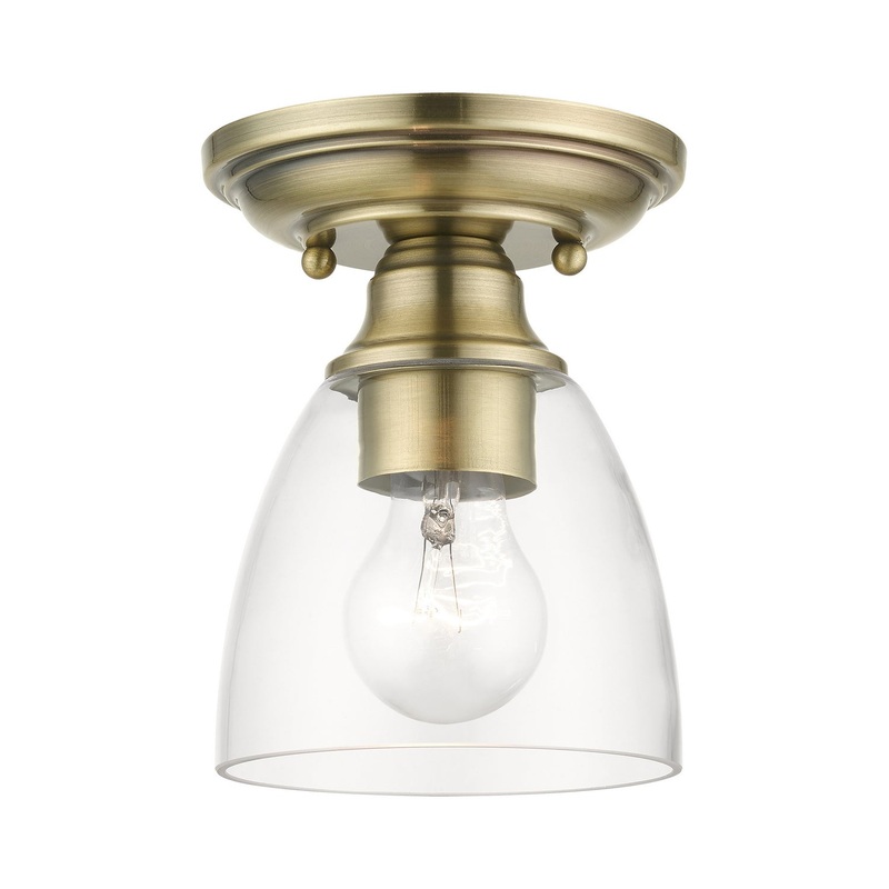 Montgomery One Light Semi-Flush Mount in Antique Brass