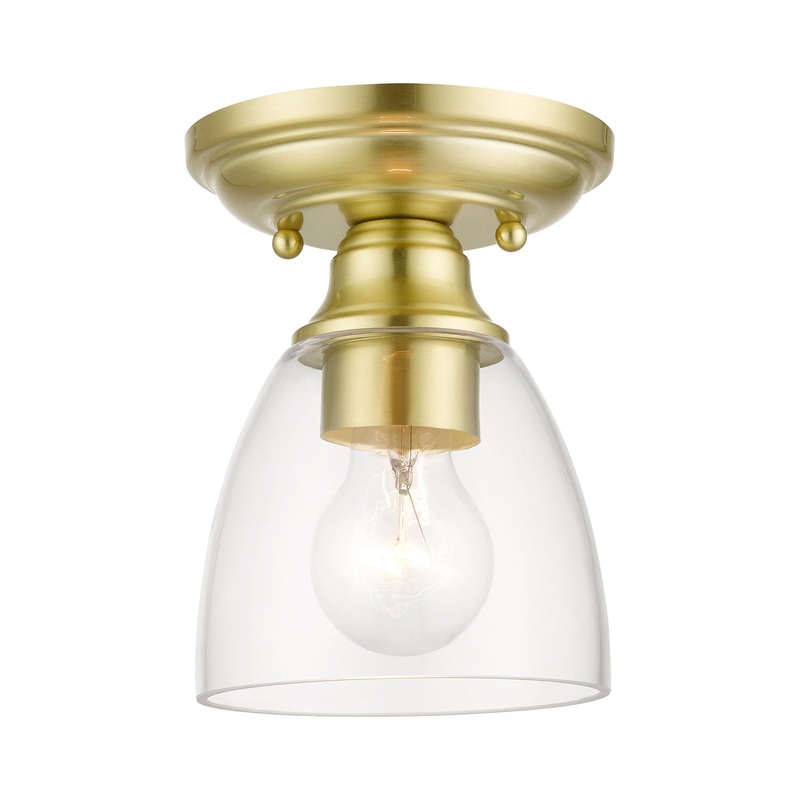 Montgomery One Light Semi-Flush Mount in Satin Brass